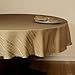 Maytex Mills Stripe Dobby Fabric Tablecloth, 70-Inch Round, Gold