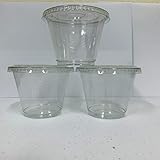 98sets Plastic Ultra Clear squat Cups with flat lids without x slotted is for Cupcake, icecream â€¦ (9oz dessert cup 98sets)