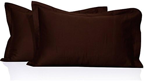 400 Thread Count 2 Pc Pillow Shams 100% Egyptian Cotton Solid Pattern All Size &amp; Colors ( King , Chocolate)