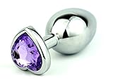 Pure Cell, Small Heart Shaped Base with Jewelry Birth Stone Butt Anal Play, Purple