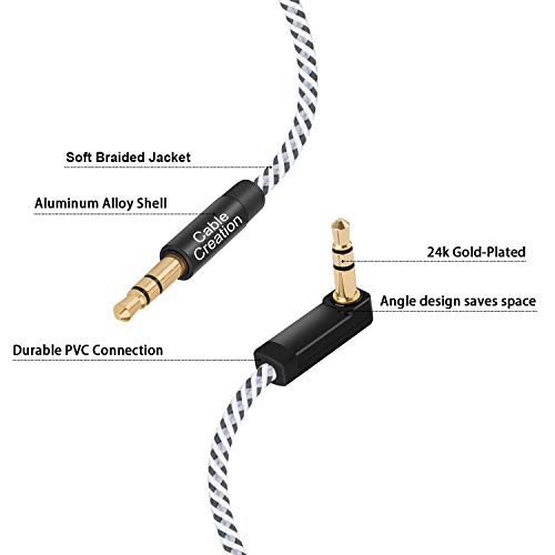 CableCreation Aux Cable 10FT, 3.5mm Auxiliary Audio Cable 90 Degree