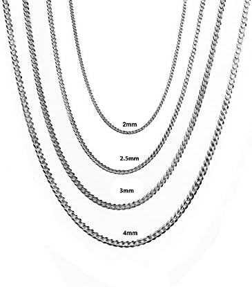 10K Solid Gold 2 mm Cuban Chain 18 Inches White Gold