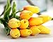 JOEJISN 30pcs Artificial Tulips Flowers Real Touch Orange Tulips Fake Holland PU Tulip Bouquet Latex Flowers for Wedding Party Office Home Kitchen Decoration (Orange)
