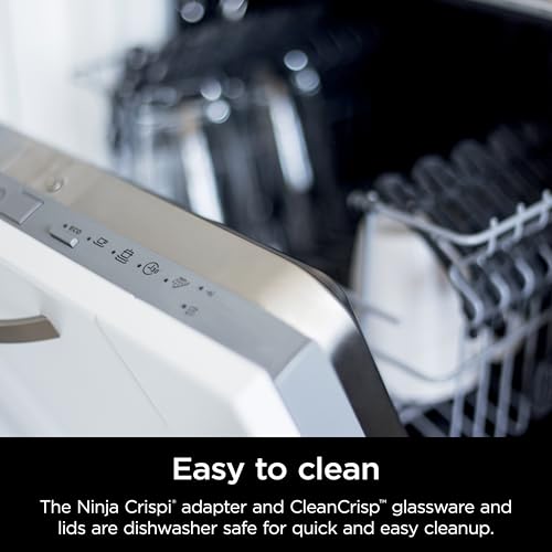 Freidora de aire de vidrio portátil Ninja Crispi 5 en 1, recipientes de vidrio de 4 cuartos, 2.5 cuartos y 6 tazas con platos para verduras y tapas de almacenamiento, apto para microondas, congelador y lavavajillas, verde British Racing, FN103BF Freidora de aire de vidrio portátil Ninja Crispi 5 en 1, recipientes de vidrio de 4 cuartos, 2.5 cuartos y 6 tazas con platos para verduras y tapas de almacenamiento, apto para microondas, congelador y lavavajillas, verde British Racing, FN103BF