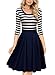 Miusol Women's Navy Style Stripe Scoop Neck 2/3 Sleeve Casual Swing Dress