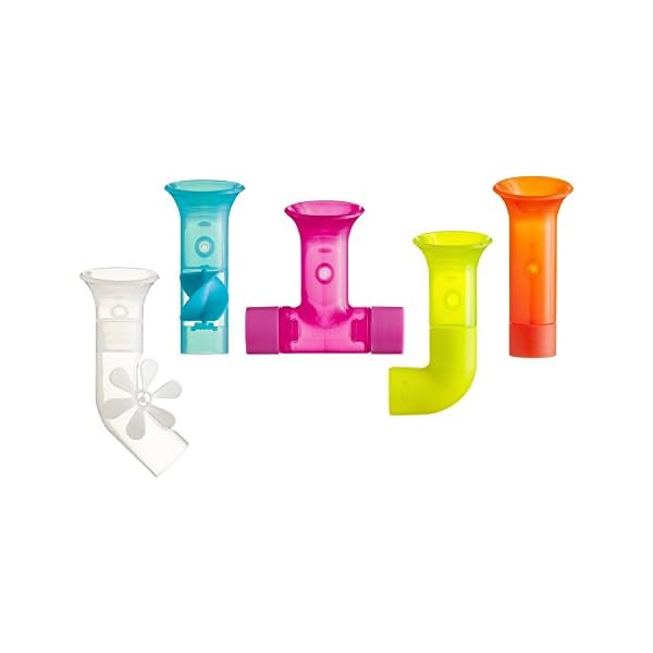 Boon-B11088-Bath-Toy-Pipes-New-Colours TOMY Boon Pipes Baby Bath Toy | Bath Accessories for Babies and Toddlers | 5 Multicoloured Water Pipes For Bath Time…
