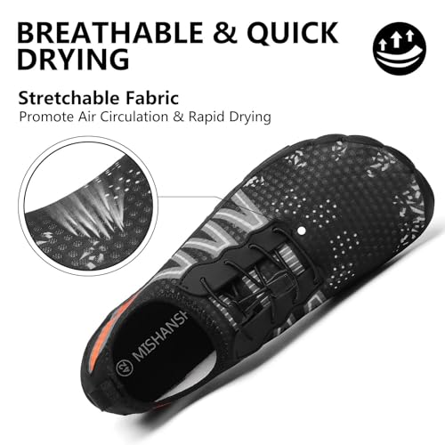 MISHANSHA LIGHTWEIGHT AQUA SHOES FOR MEN BREATHABLE BAREFOOT SHOES WOMEN OUTDOOR BEACH POOL SPORT QUICK DRY MENS SWIMMING SHOES BLACK SIZE 9 WOMEN/7 MEN