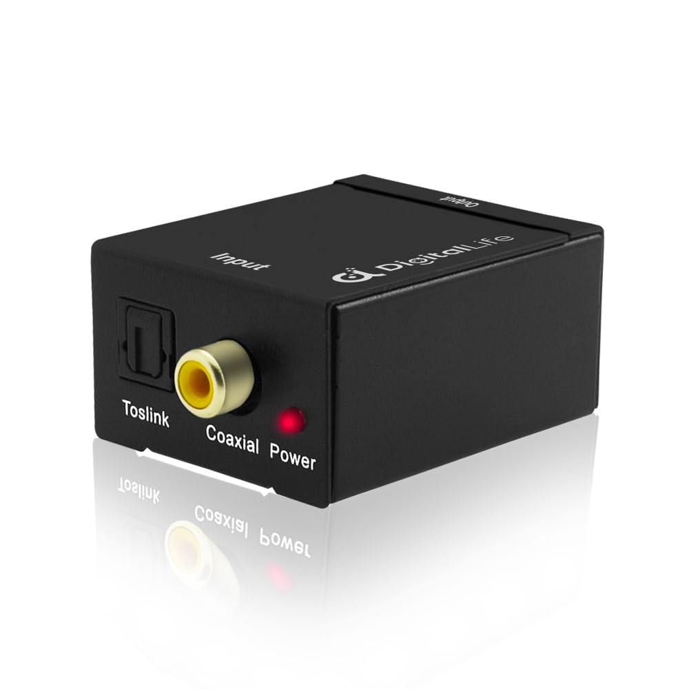 DigitalLife 192Khz Digital-to-Analog Audio Converter - Optical & Coaxial DAC, 2i/1o Digital to Analog Converter for Music Enthusiasts and Home Entertainment, Connecting TVs, Game Consoles and More