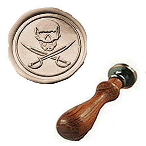 MDLG Vintage Skull Cross Sword Custom Picture Logo Wedding Invitation Wax Seal Sealing Stamp Rosewood Handle Set