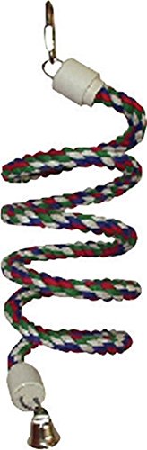A&E CAGE COMPANY HB551 Happy Beaks Cotton Rope Boing with Bell Bird Toy, 5 by 52