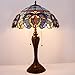 WERFACTORY Tiffany Lamp Blue Purple Cloud Stained Glass Style Table Lamp 16X16X24 Inches Desk Bedside Reading Light Resin Base Decor Bedroom Living Room Home Office S558 Series