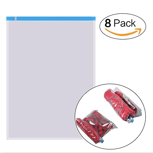 8 Travel Storage Bags for Clothes - No Vacuum or Pump Needed -Reusable Space Saver Packing Sacks (2items - 28x20