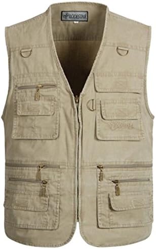JJZXX Men's Multi-Pocket Reporters Photography Vest Concealed Carry Waistcoat Sleeveless Jacket Casual Gilet