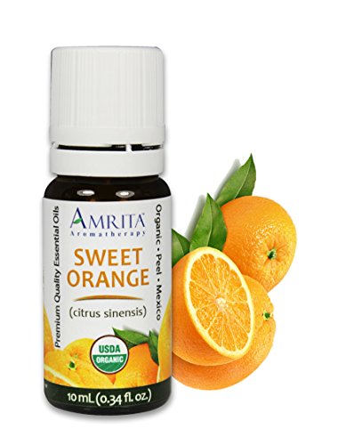Amrita Aromatherapy Organic Orange Sweet Essential Oil, 100% Pure Undiluted Citrus sinensis, Therapeutic Grade, Premium Quality Aromatherapy oil, Tested & Verified, 10ML