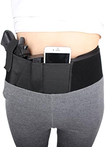 JESENLON Belly Band Holster for Wesson Bodyguard Concealed Carry Fits Gun Smith, Glock 19, 17, 42, 43, P238, Ruger LCP, and Similar Sized Guns ,For Women, Black Red Blue One Size (Black)