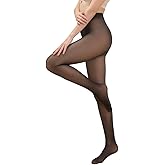 Apriddeo 2025 One-Seam More Warmth Women Fleece Lined Tights Fake Translucent High Waist Thermal Pantyhose Sheer Legging
