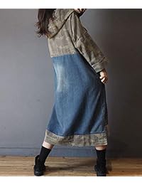YESNO YQ9 - Vestido largo casual con capucha para mujer, camuflaje cosido   bolsillos