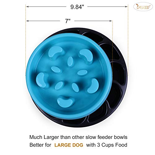 JASGOOD Langsamer Hundenapf für große Hunde, Anti-Schlucken-Hund Slow Feeder Stop Bloat, Langsam essender großer Futternapf