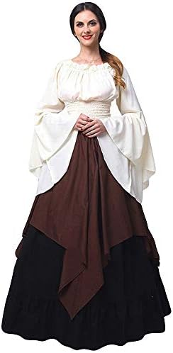 Vintage Dresses for Women Long Sleeve,MILIMIEYIK Womens Renaissance Medieval Costume Dress Gothic Victorian Fancy Dresses