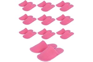 CHOCHILI Pink 10 Pairs Fabric Packed Disposable Color Hotel Slippers for Airbnb Spa Salon Party Wedding Guests - US Men Women Size 8-10…
