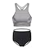 GEEK LIGHTING Women Girls 2 Piece Swimsuits High Waisted Bathing Suits Bikini Set (Small, Black)