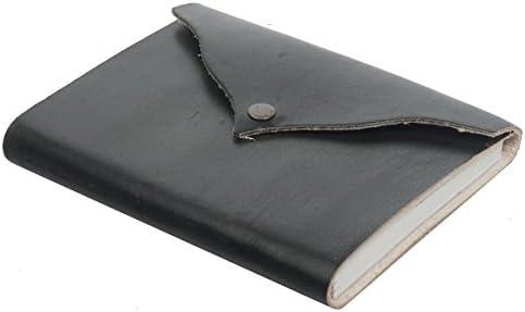 Handmade Paper Leather Diary Journal with Touch Button, Black, Perfect Christmas Gifts/Thanksgiving Gifts