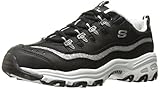 Skechers Sport Women's D'Lites Memory Foam Lace-up Sneaker,Silver Black,7 M US