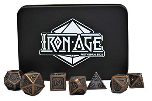 image for Iron Age Dice Ancient Copper Metal Dice Set - Polyhedral Role Playing 