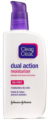 Clean & Clear Essentials Dual Action Facial Moisturizer with Salicylic Acid Acne Medication to Treat Acne and Prevent Pimples, Oil Free Face Moisturizer Cream for Acne-Prone Skin, 4 oz (Pack of 4) (Best Moisturizer For Pimples)