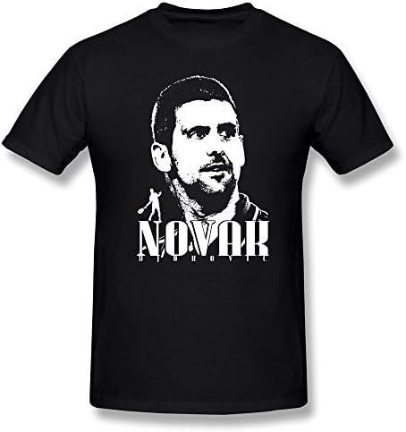YvonneArt Men's Novak Djokovic Retro Head Portrait T-shirts Black X-Large