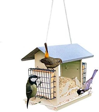Realsun Hanging Bird Feeders Garden Bird Feeding Station Table Seed Station with Removable Roof Two Bread Folder