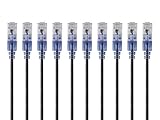 Monoprice SlimRun Cat6A Ethernet Patch Cable - Network Internet Cord - RJ45, Stranded, 550Mhz, UTP, Pure Bare Copper Wire, 10G, 30AWG&nbsp;, 3ft, Black, 10-Pack