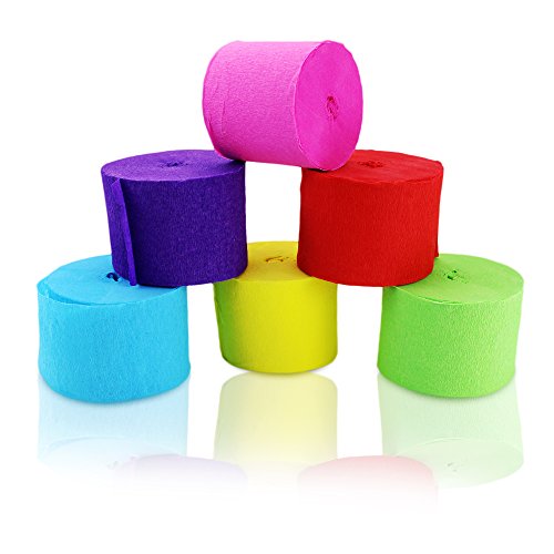 Bignc 6 Rolls Crepe Paper Streamers For Party Wedding,Decorations with 6 Different Color,82 Feet Per Volume