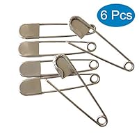 Large Safety Pins, 5 Inch Jumbo Safety Pins, Heavy Duty Stainless Steel Oversize Safety Pins, Extra Large Pins for Blankets, Heavy Laundry, Upholstery, Crafts and Decorations (6 Pcs)