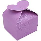 JINLYXHUI 50Pcs Candy Paper Boxes Candy Gift Boxes for Wedding Baptism Birthday Party Decorations (Heart-shaped, Purple)