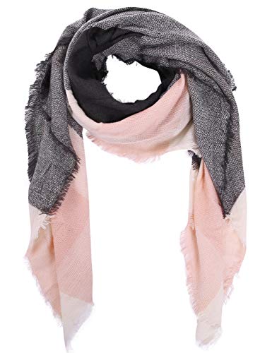 Bess Bridal Women's Plaid Blanket Winter Scarf Warm Cozy Tartan Wrap Oversized Shawl Cape