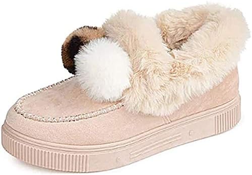 カジュアルファッションフラットブーツ、かわいい厚手のぬいぐるみ暖かい冬のスノーブーツ、冬の耐久性のある靴女性のスニーカーかわいい暖かい雪のブーツアンクルブーツローヒール