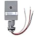 Woods 59411WD Outdoor Hardwired Stem and Swivel Light Control with Photocell; Compatible with Most Types of Bulbs; Swivel Mount for Adjustable Placement; Automatic Settings; Time Delay ; Grey