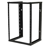 NavePoint 15U Wall Mount Open Frame 19 Inch Server Equipment Rack Threaded 16 inch Depth Black
