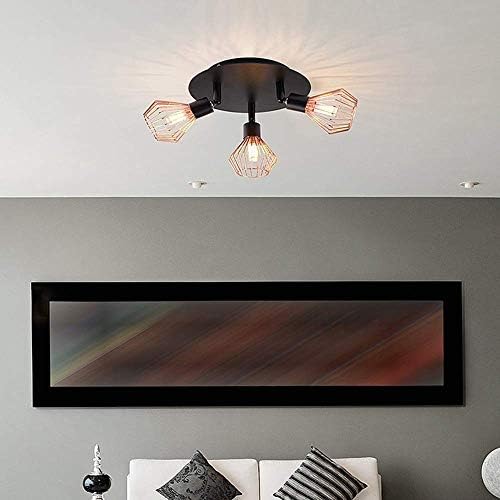 ビンテージスポットライト天井ランプ 丸い金属base産業用鳥かごランプ3ソケットg9天井スポットスポットライト用寝室リビングルームバーカフェレストラン B087pbtn4b 4 1円