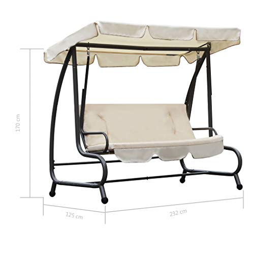 vidaXL Hollywoodschaukel Dach Gartenschaukel Schaukelbank Schaukel Gartenmöbel – Bild 6