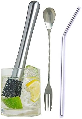 Alolli Premium Stainless Steel Cocktail Muddler and Mixing Spoon Make Flavour Bursting Cocktails With Ease