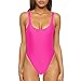 Dixperfect Women's Retro 80s/90s Inspired High Cut Low Back One Piece Swimwear Bathing Suits (XXL, Pink)