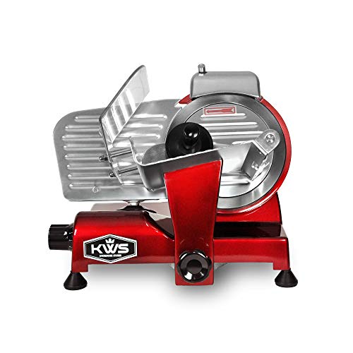 KWS MS6RS Premium 200w Electric Meat Slicer 7.67Inch in Red Stainless