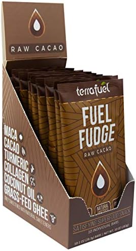 Keto Superfood Bar - Fuel Fudge - A Keto & Paleo Friendly, Low Carb, Sugar Free, Trail Ready Snack (Raw Cacao, 10-Packet Box)