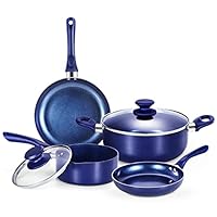 6 Pieces Pots and Pans Set,Aluminum Cookware Set, Nonstick Ceramic Coating, Fry Pan, Stockpot with Lid, Blue 6 Pieces Pots and Pans Set,Aluminum Cookware Set, Nonstick Ceramic Coating, Fry Pan, Stockpot with Lid, Blue