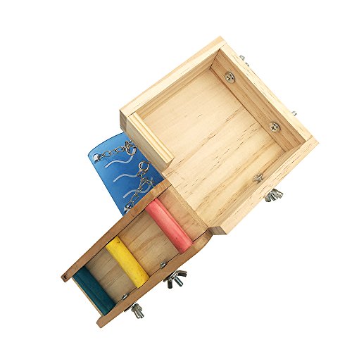 Borange Hamster Cage Wood Swing, Ladder and Resting Platform set for Hamster, Mouse Chinchilla, Rat, Gerbil and Dwarf Small Animal Wooden Platform Climbing Kits Cage Accessories