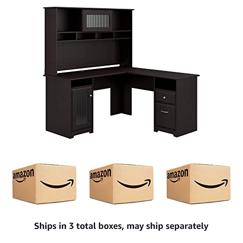 Bush Furniture Cabot L Shape Desk with Hutch, 60W, Espresso Oak Pricepulse