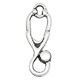 Housweety 60 PCs Charm Pendants Medical Doctor Stethoscope Silver Tone 23mmx8mm