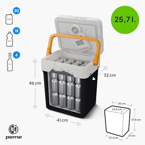 peme Car Electric Cool Box for Camping Fridge Electric Freezer Large Car Fridge Cool Box Cooler Freezer Box with Power Socket Car Fridge Freezer Box 12V 220 240V 25.7L - Essential